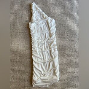 one shoulder white reversible dress